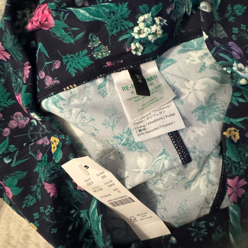 NWT J. Crew WINTER FLORAL GARDEN Navy Floral Swim Shorts, S - Picture 2 of 3